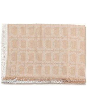 Ferragamo Gancini Monogram Jacquard Stole - Natural