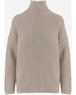 Allude V-Neck Sweater Cashmere And Silk - Gray