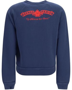 KENZO Paris Emblem Embroidered Cotton Sweatshirt - Blue