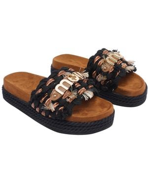 Mou Sandals Fabric/Rubber Sole - Brown