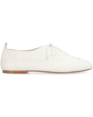 Celine Lise Leather Lace-Up Shoes - White