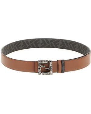 Fendi Chocolate Leather Reversible Belt - Multicolour