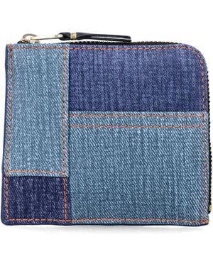 Comme des Garçons Denim Effect Leather Zip Wallet - Blue