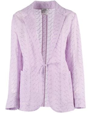 forte_forte Muslin Jacket With Broderie Anglaise Embroidery Cotton Lining - Purple