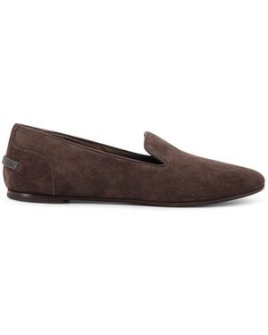 Brunello Cucinelli Suede Loafers With Monili Detail - Brown