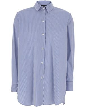 Le Plain Shirt With Striped Motif And Classic Collar - Blue
