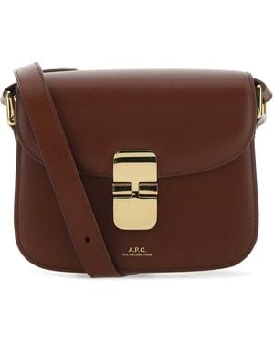 A.P.C. Leather Grace Mini Crossbody Bag - Brown