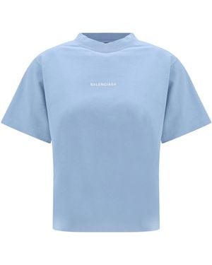 Balenciaga Back T-Shirt Cotton T-Shirts - Blue