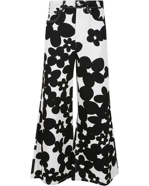 Marni Wide-Leg Trousers With Bold Floral Print - White