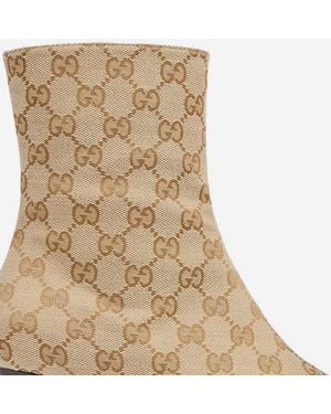 Gucci Ankle Boots Bombshell Gg Motif Fabric - Natural