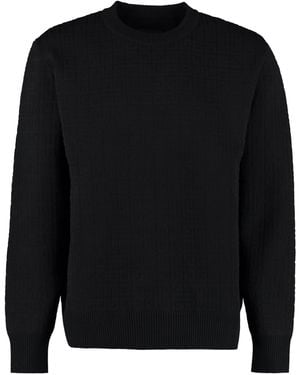 Givenchy Long-Sleeve Crew-Neck Jacquard Sweater Wool Sweatshirts - Black