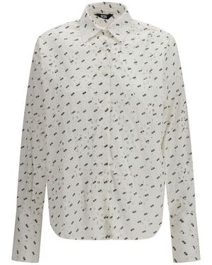 Gcds White Cotton Pattern Shirt - Grey