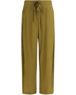 Ella Barrel Leg Trousers With Drawstring Viscose - Green