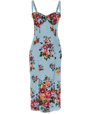 Dolce & Gabbana Viscose Midi Dress - Blue