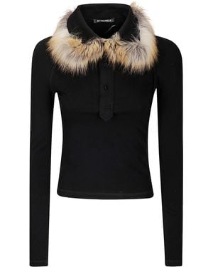 OTTOLINGER Furry Fitted Polo Longsleeve - Black