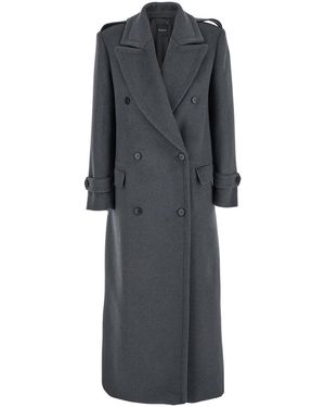 Le Plain Double-Breasted Coat With Wide Notched Revers - Gray