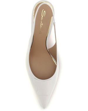 Santoni Slingback Pumps Taylor Calf Leather - White