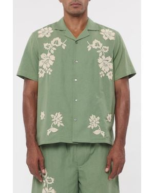 BAZISZT Chemise Toujours Imprimé Floral Allover Vert Shirt - Green