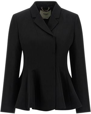 Fendi Grain De Poudre Blazer - Black