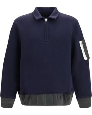 Sacai Terry Cloth Zip Polo - Blue