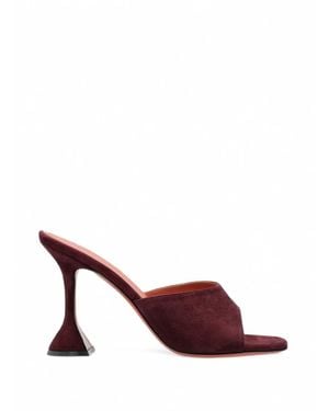 AMINA MUADDI Mules Lupita 95 Leather/Satin - Red
