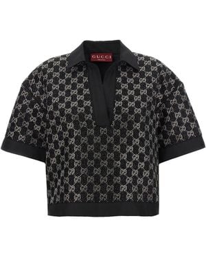 Gucci Gg Crystal Lamé Shirt - Black