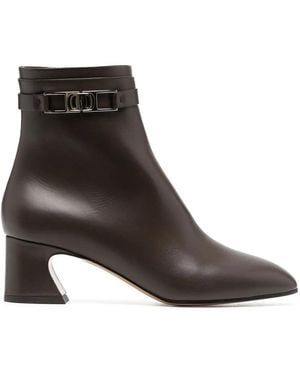 Ferragamo Ferragamo Rego 55 Logo-Plaque Ankle Boots - Brown