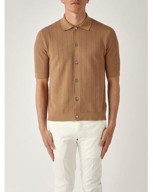 Ballantyne Camicia M/C Punto Riso A Coste Ribs Shirt - White