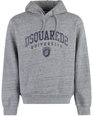 DSquared² Logo Print Hoodie Cotton Sweaters - Gray