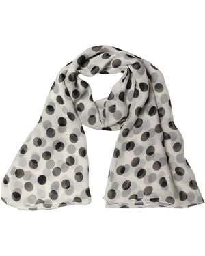 Dolce & Gabbana Polka Dot Shawl Stole Scarf And Silk - Grey