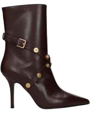 Versace Leather Ankle Boots - Brown