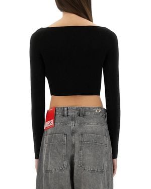 DIESEL Slim Fit Top Viscose-Rayon Polyester Tops - Black
