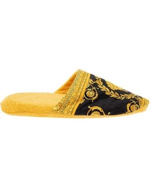 Versace House Slippers Baroque Print Cotton - Yellow