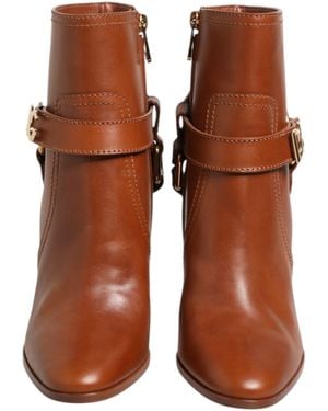Dolce & Gabbana Leather Dg Logo Buckle Ankle Boots Shoes Calf - Brown