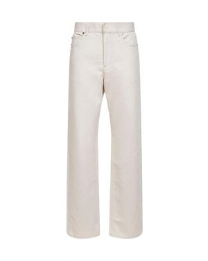 Fendi Cotton Denim Straight Jeans With Ff Motif - Grey
