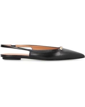 Tod's Pointy-Toe Slingback Ballet Flats Calf Ballerina Shoes - Black