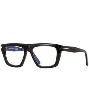 Tom Ford Eyeglasses Square Full Rim, Shiny Frame And Clear--Light Block Lenses Lens Ft6059-B001 Sunglasses - Black
