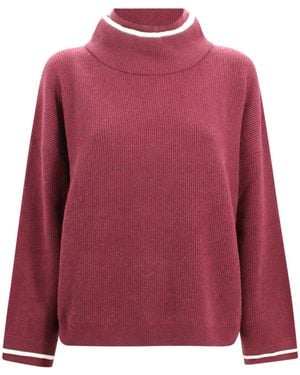 Brunello Cucinelli High Neck Sweater - Red