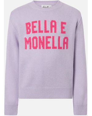 MC2 Saint Barth Crewnecl Princess Cashmere Blend With Bella E Monella Jacquard Knitwear - Pink