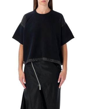 Sacai Oversized Technical Cotton T-Shirt With Adjustable Drawstring Hem Tshirt - Black