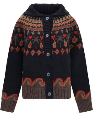 Alanui Sweet Winter Cardigan Fleece Wool Ovis Aries Jacket - Black