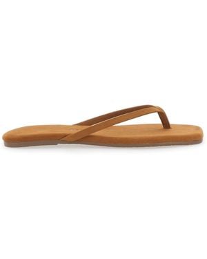 TKEES Sandals Square Toe Lily Suede With For Flat Shoes - Natural