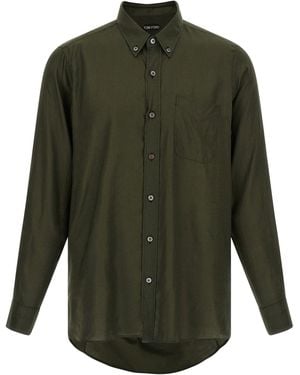 Tom Ford Button-Down Gabardine Shirt - Green