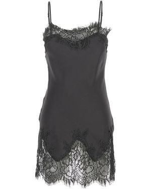 Gold Hawk Dress With Lace Embroidery Details And Thin Straps - Gray
