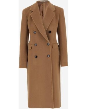 Tagliatore Angora And Wool Double-Breasted Coat - Brown