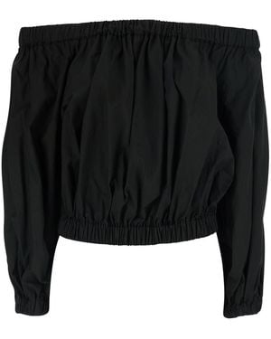 Jucca Popiln Off Shoulders Top With Short Sleeves Tops - Black