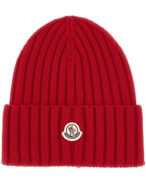 Moncler Wool Beanie Hat - Red