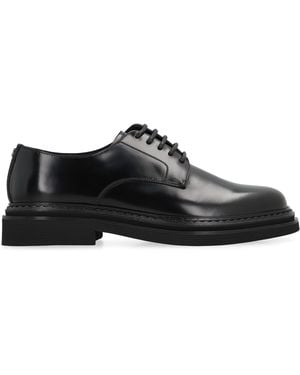 Dolce & Gabbana Leather Lace-Up Derby Shoes Calfskin - Black
