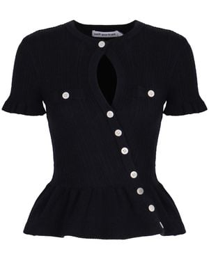 Self-Portrait Asymmetrical Knitted Top - Black