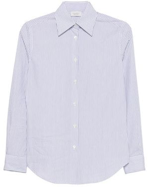 Mazzarelli Shirt Vertical-Stripe Cotton - Purple